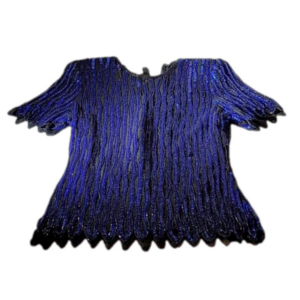 Vintage Stenay Royal Blue Black Sequined Top Size PP VGUC